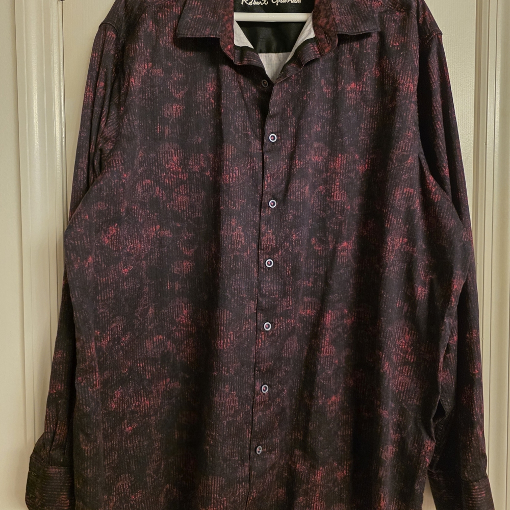 Robert Graham Men's Burgundy Skull Patterned Shirt